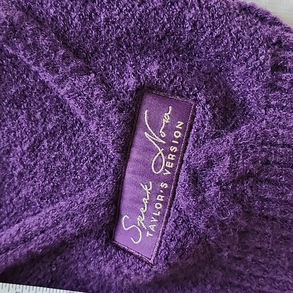 Taylor Swift Speak Now Cardigan Sweater M/L Purple Cable Knit Star Soft - Picture 9 of 9